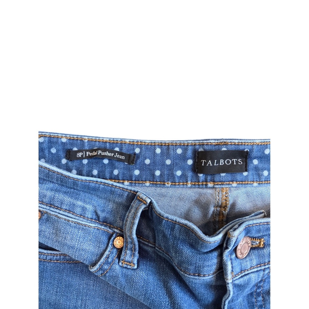 Talbots Pedal Pusher Jean Medium Wash High Rise Cropped Denim Pants 8P Petite - Picture 4 of 4